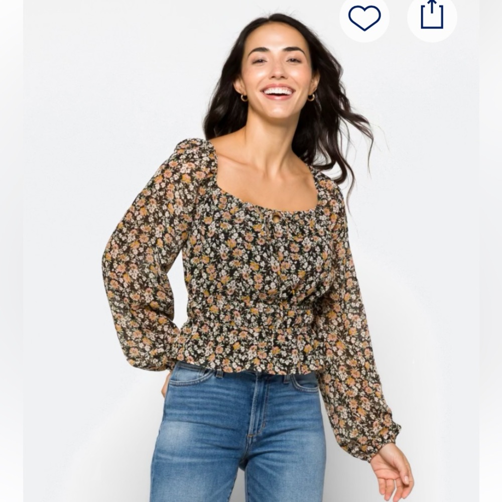 Lush Magnolia Volume Sleeve Blouse - Women’s Size Small